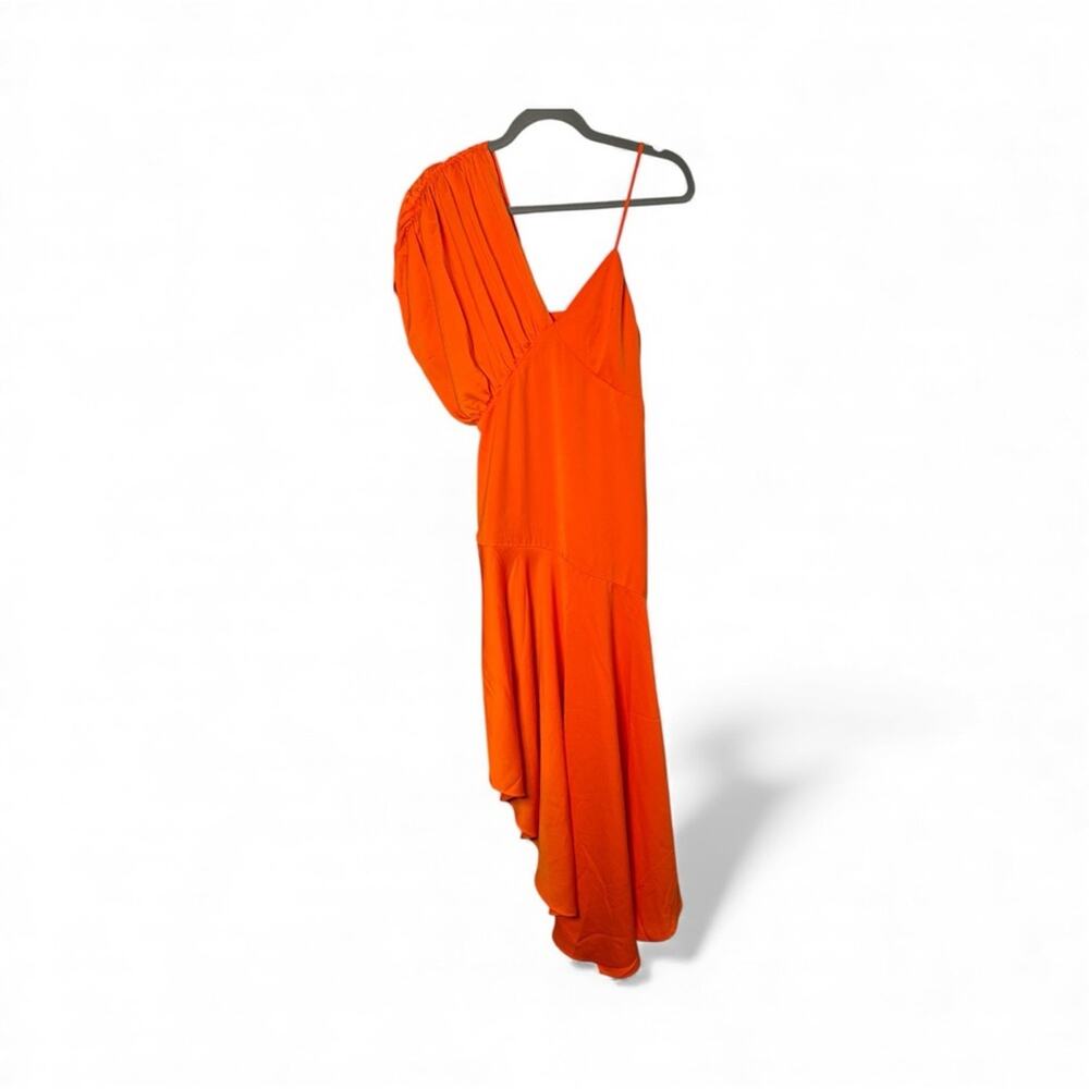 The Drop Orange Satin Asymmetrical Maxi Dress S